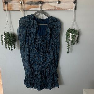 VICI Navy Floral Ruffle Mini Dress SMALL